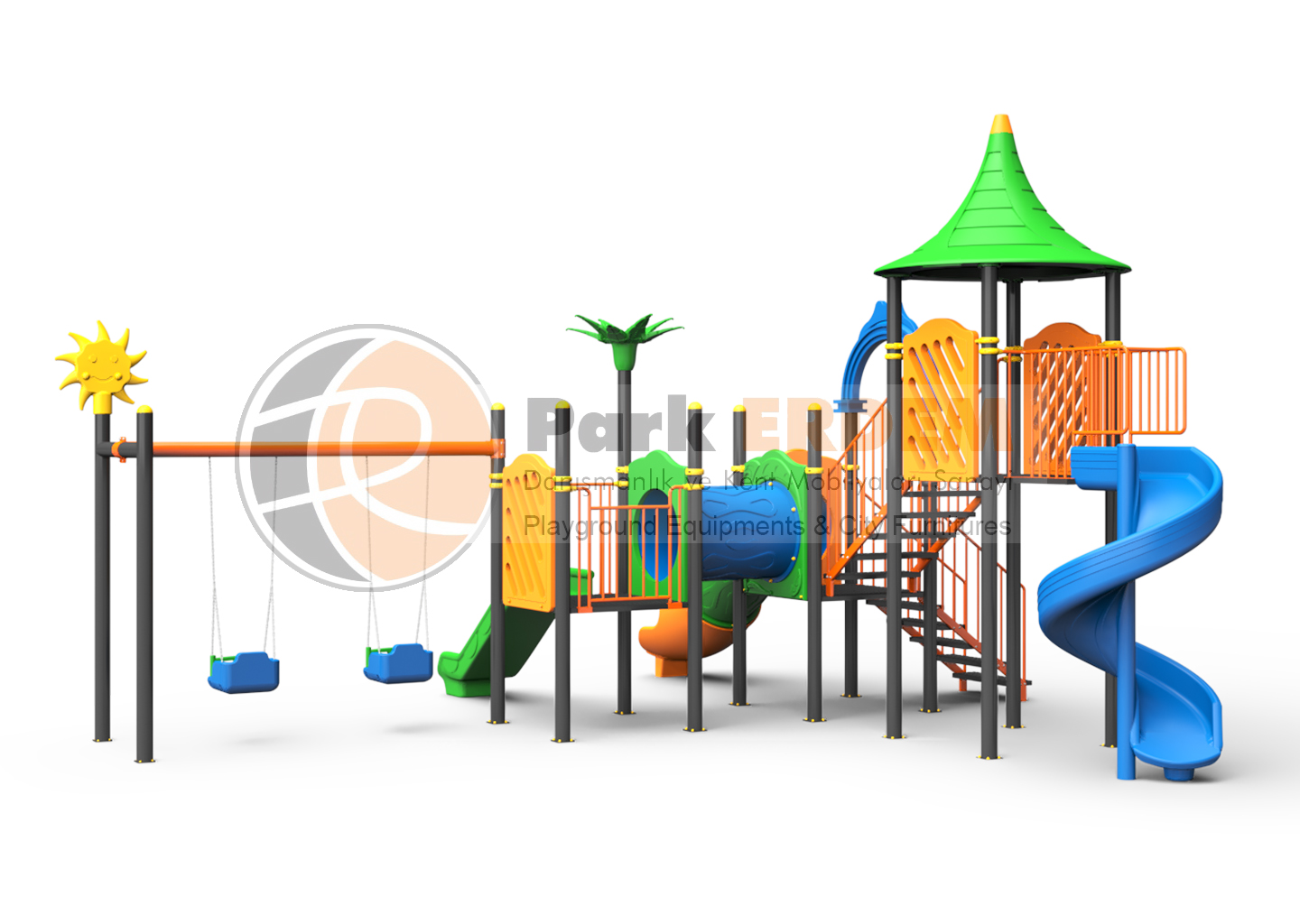 ÜÇ KAYDIRAKLI  3 PLATFORMLU 2 SALINCAKLI ÇOCUK OYUN GRUBU