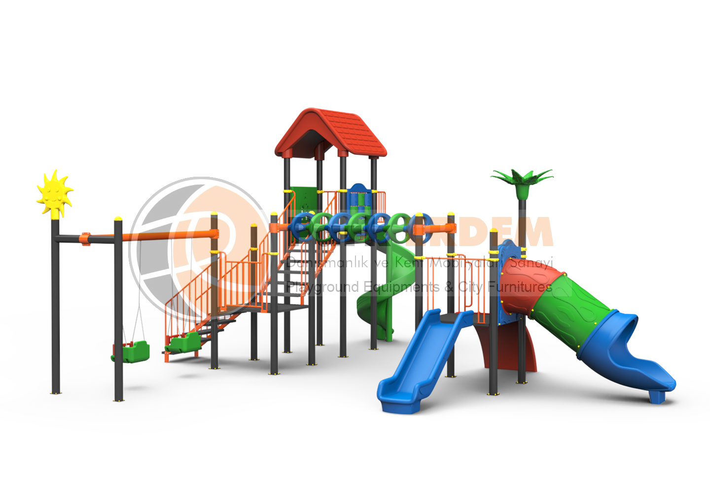 3 KULELİ 3 KAYDIRAKLI AKTİVİTELİ ÇOCUK OYUN GRUBU