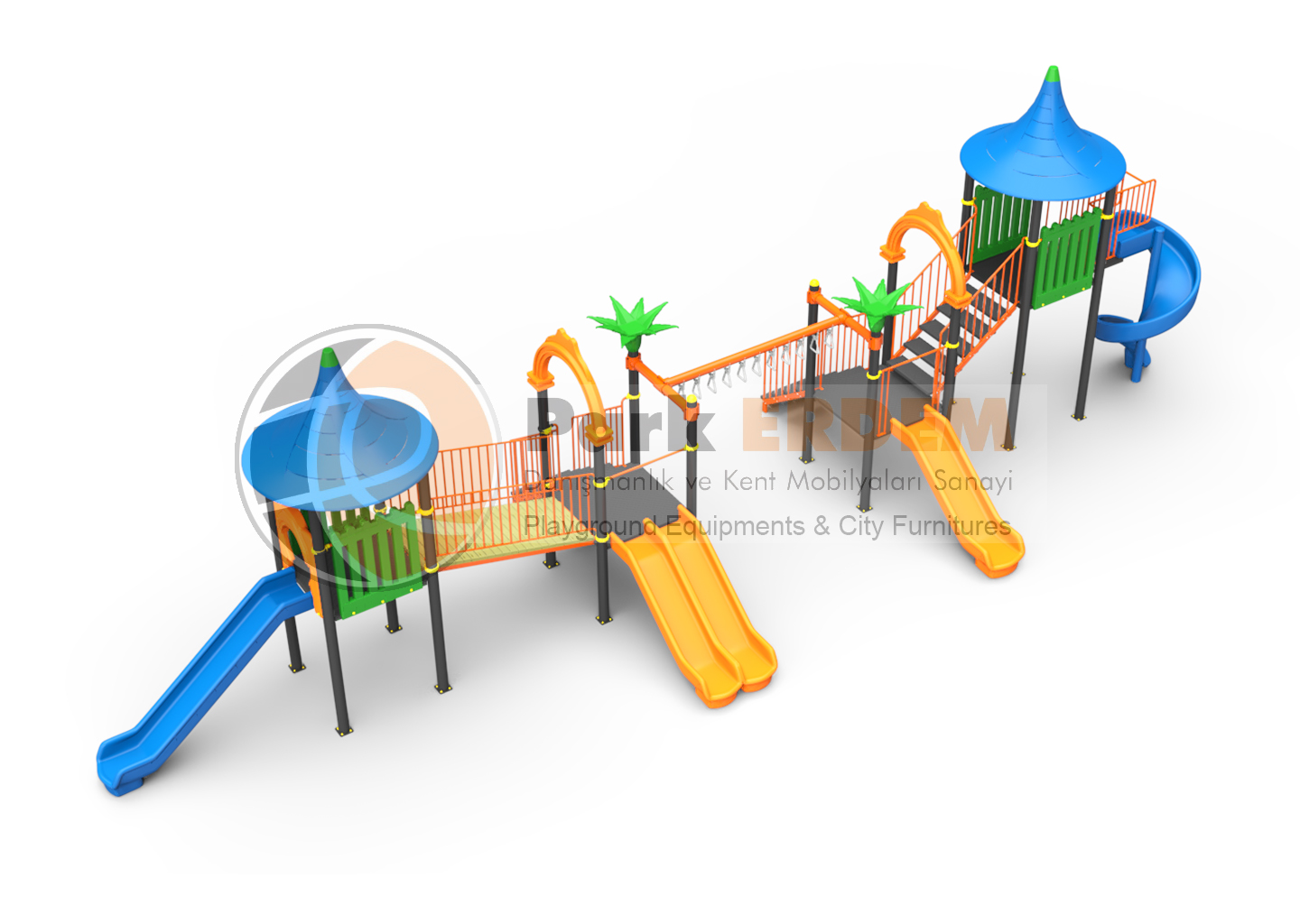 DÖRT KAYDIRAKLI 4 KULELİ TIRMANMALI OYUN PARKI