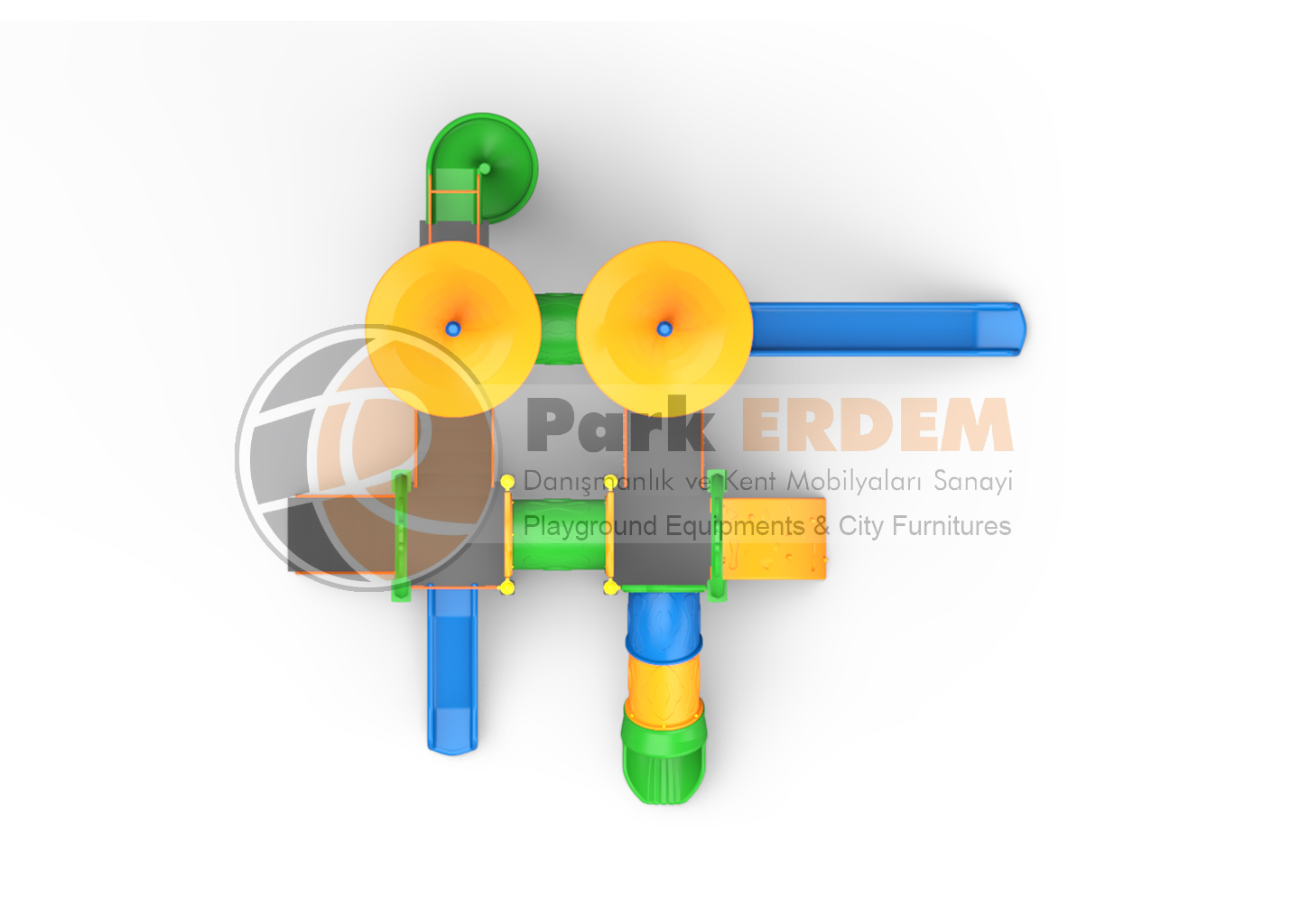 FOUR SLIDE FOUR TOWER CONICAL ROOF KIDS PLAYGROUND SET