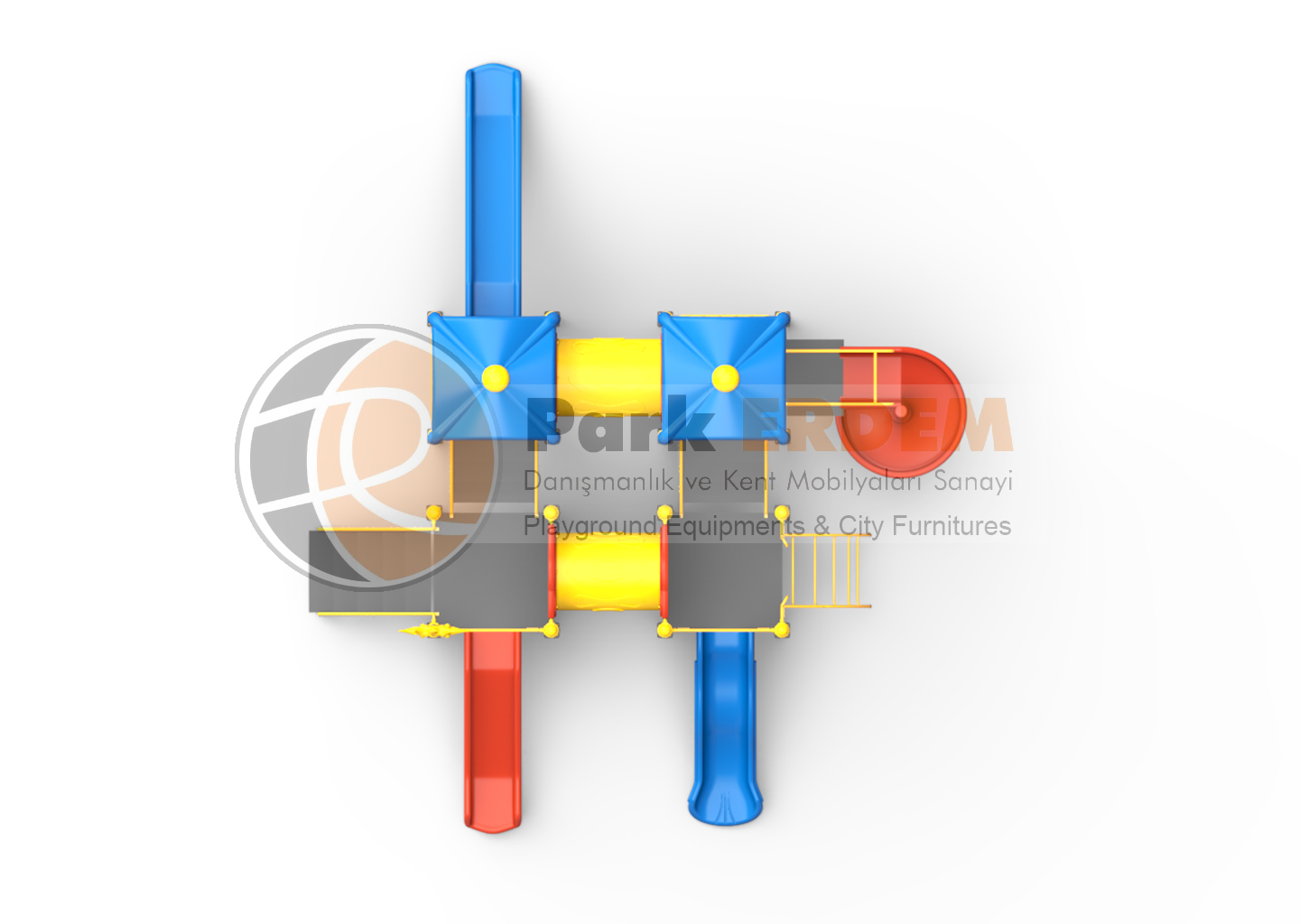 4 KULELİ ÇOCUK OYUN GRUBU 4 KAYDIRAKLI TÜP TÜNEL GEÇİTLİ EKO 