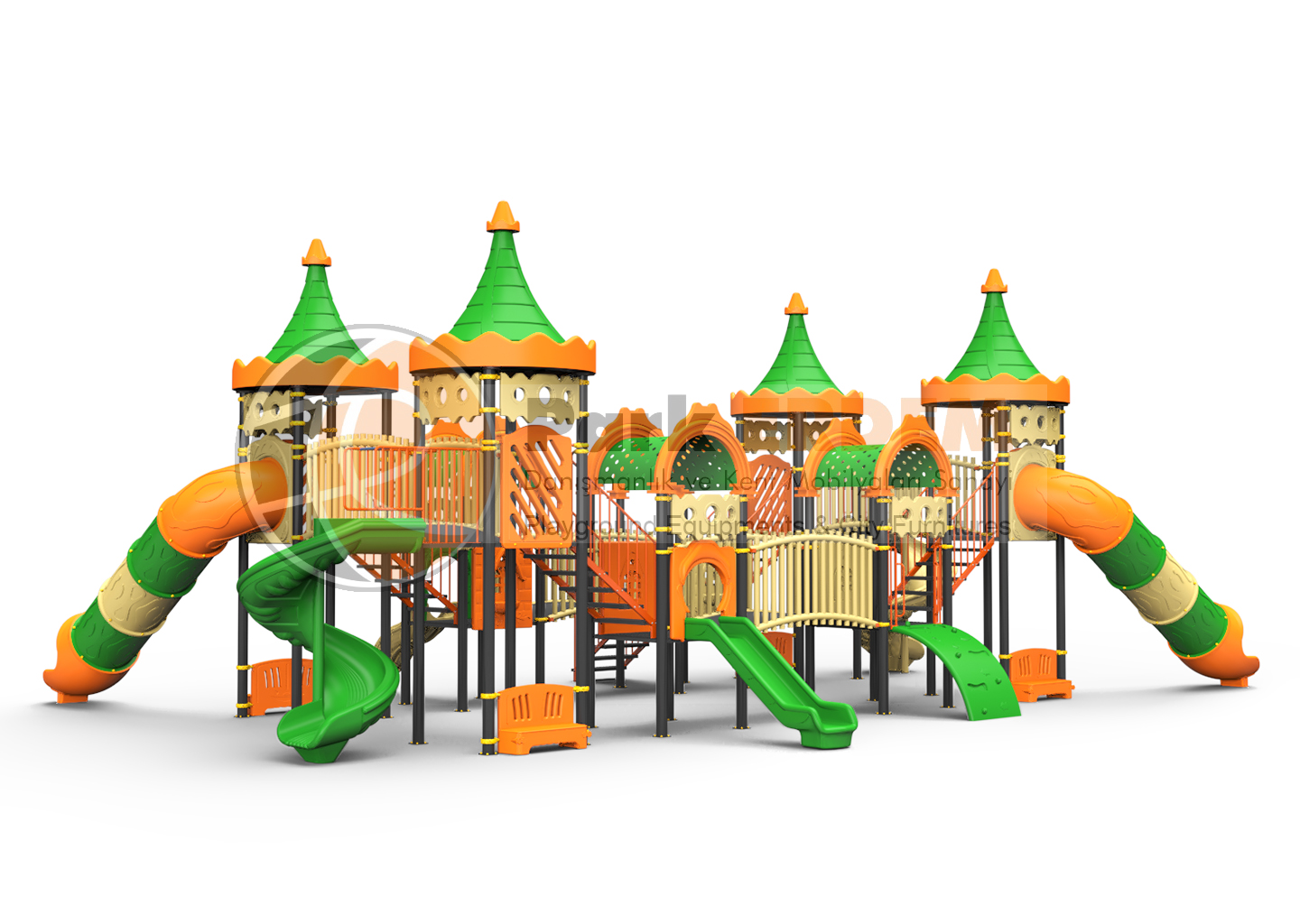 KALE TEMALI BÜYÜK OYUN PARKI PET-18 | 8 Kuleli 6 Kaydıraklı Çocuk Oyun Grubu 