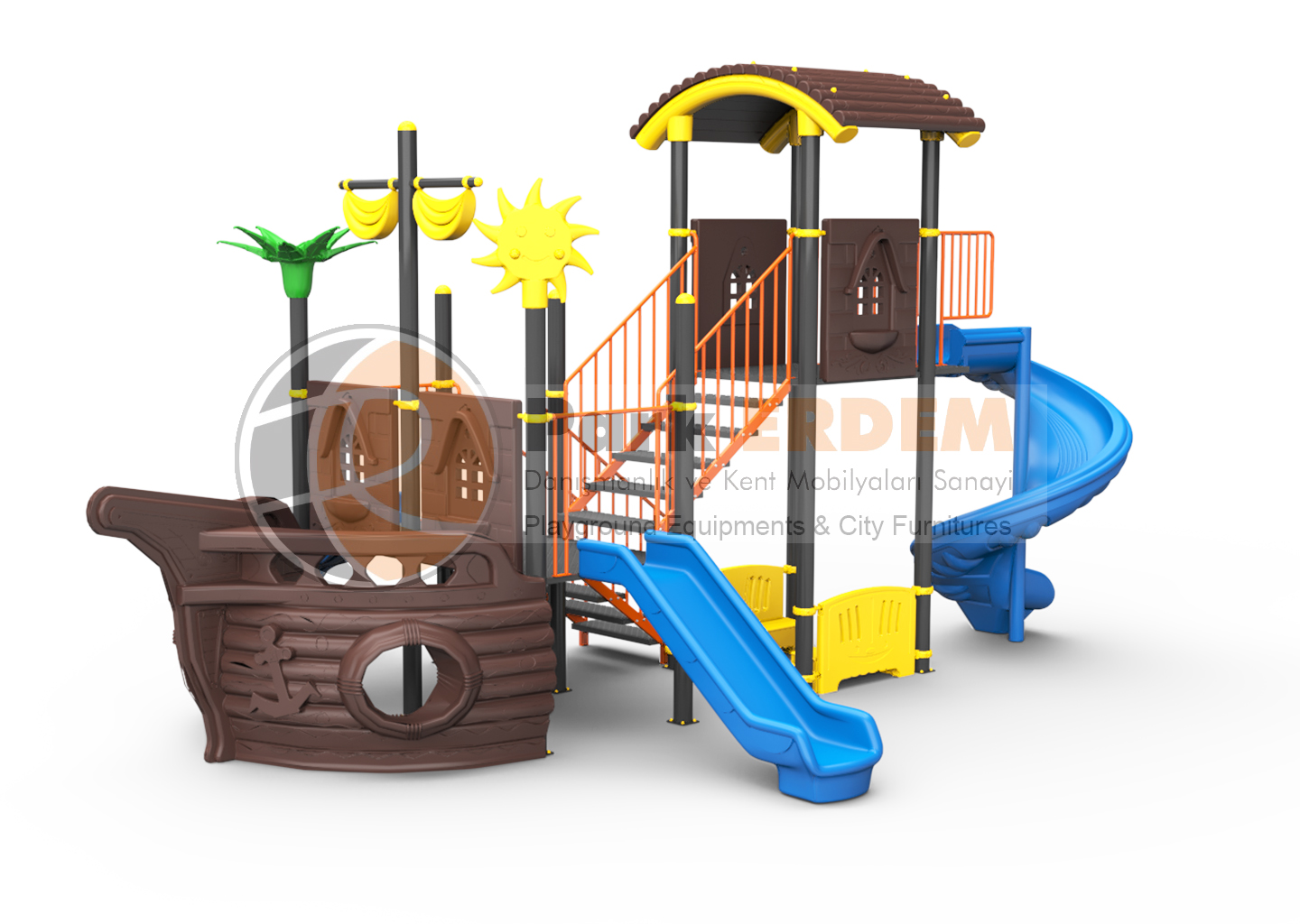 MINI SHIP THEMED PLAYGROUND PET-21 | 3-Platform 3-Slide Kids' Play Set | PARK ERDEM