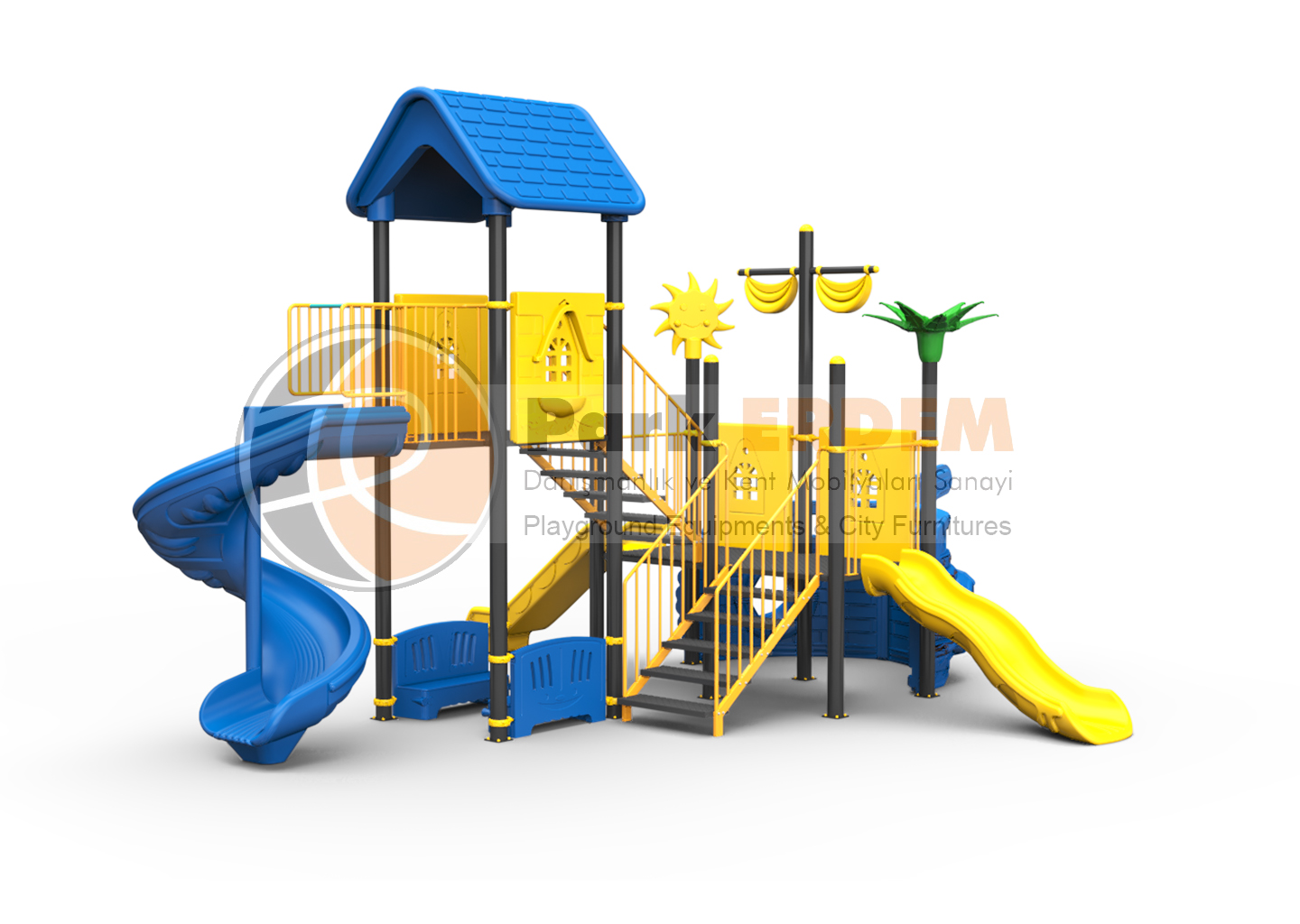 MINI SHIP THEMED PLAYGROUND PET-21 | 3-Platform 3-Slide Kids' Play Set | PARK ERDEM
