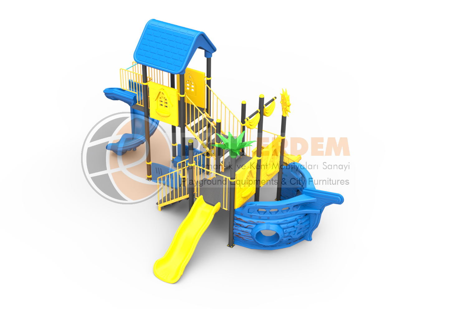 MINI SHIP THEMED PLAYGROUND PET-21 | 3-Platform 3-Slide Kids' Play Set | PARK ERDEM