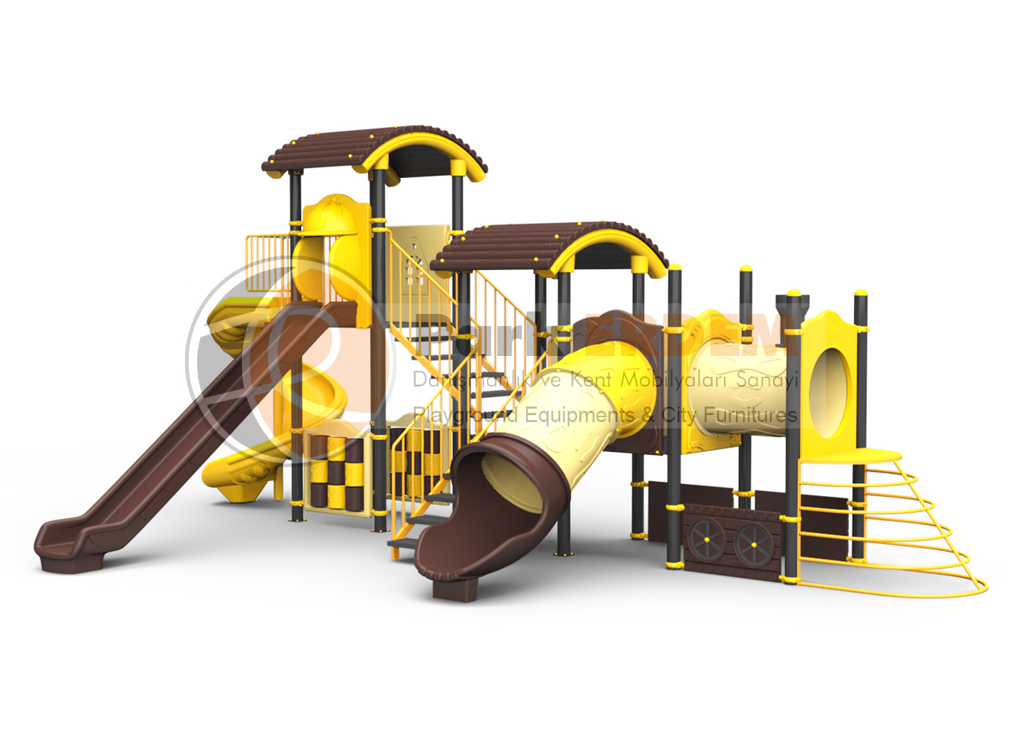 TRAIN THEMED PLAYGROUND PET-27 | 3-Slide Locomotive Kids' Play Set | PARK ERDEM