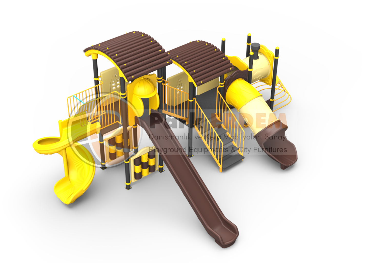 TRAIN THEMED PLAYGROUND PET-27 | 3-Slide Locomotive Kids' Play Set | PARK ERDEM
