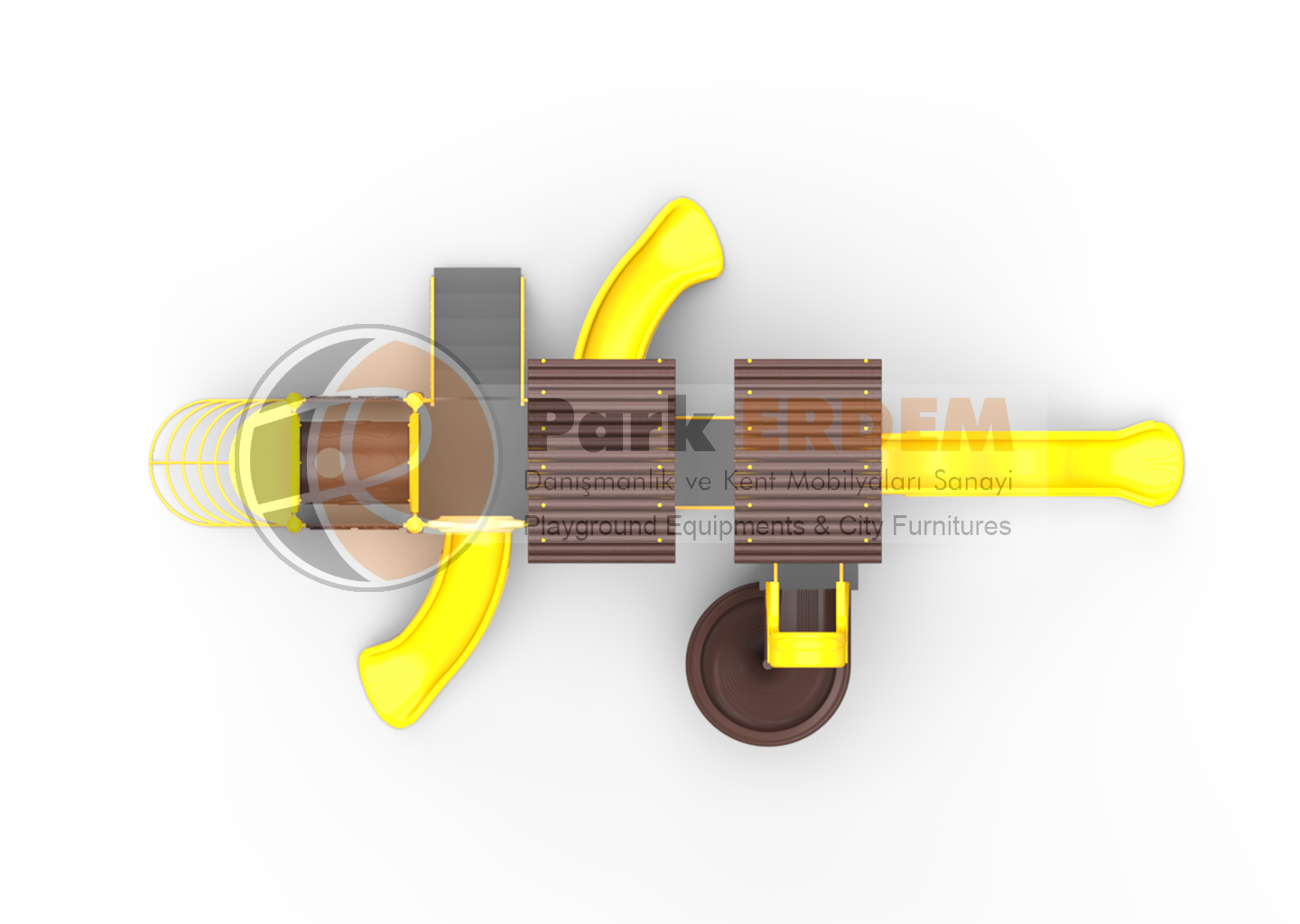 TRAIN THEMED CHILDREN'S PLAY SET PET-28 | 4-Slide & Locomotive Module Playground | PARK ERDEM