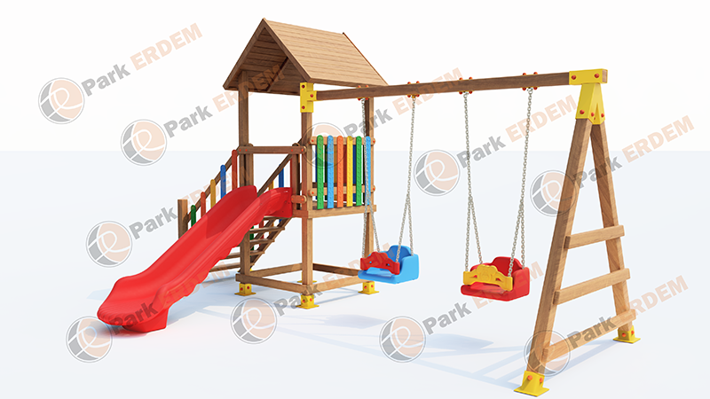 Kampanya - 07 Ekonomik Ahşap Çocuk Oyun Parkı