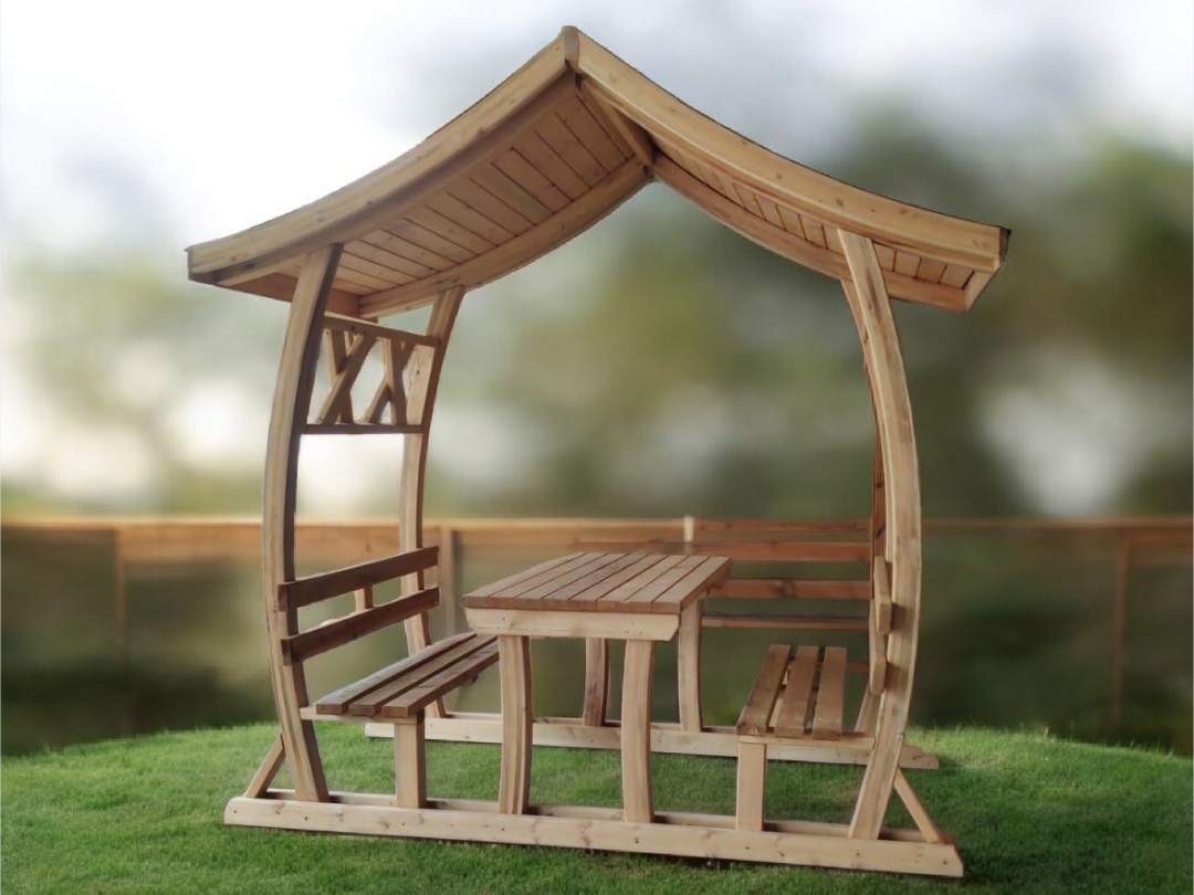 JAPON ÇATILI AHŞAP PİKNİK MASASI