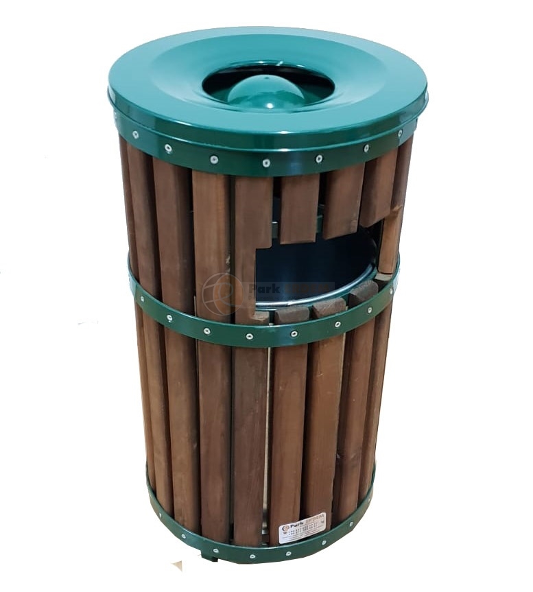 AHŞAPLI ÇÖP KOVASI - METAL KAPAK - ÇÖP KUTUSU