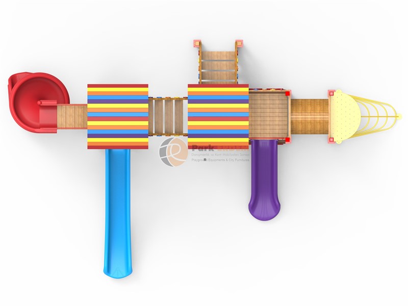 TREN TEMALI AHŞAP OYUN GRUBU - ÇOK KAYDIRAKLI VE AKTİVİTELİ
